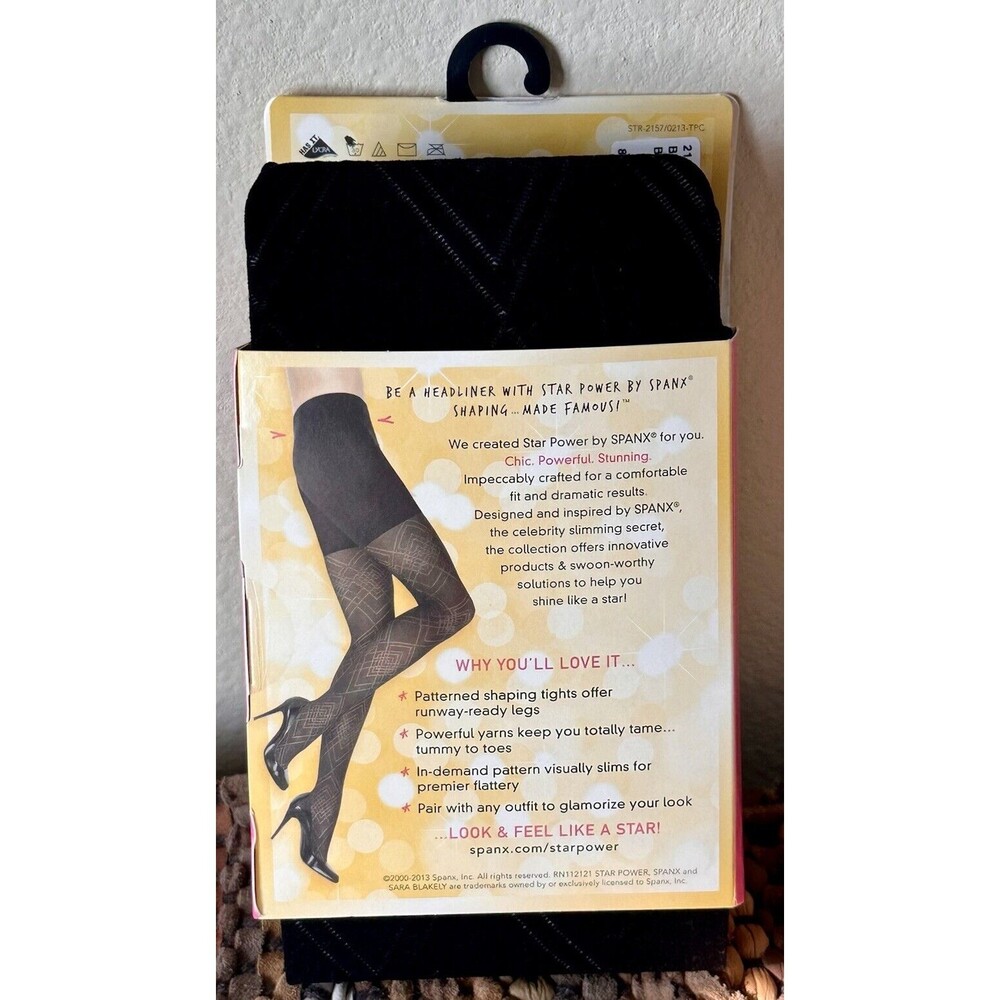 Spanx Star Power Center Stage Diamond Daze Shaping Tights Size B New Box Black - Picture 2 of 4
